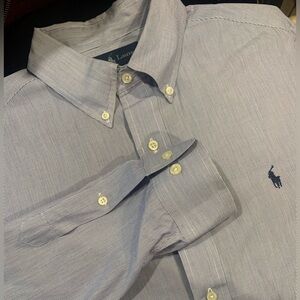 Ralph Lauren Men’s Large Blue Shirt Logo Long Sleeve Yarmouth Button Down Cotton